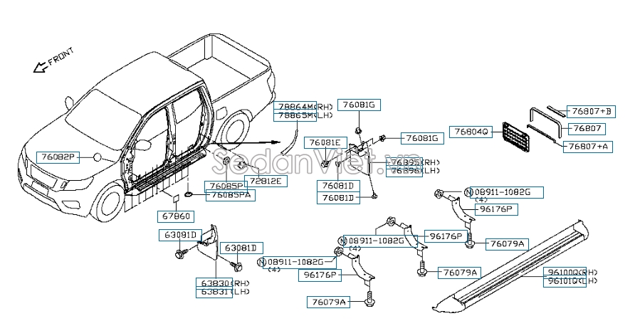 Sơ đồ lắp ráp phụ tùng Khung cạnh xe