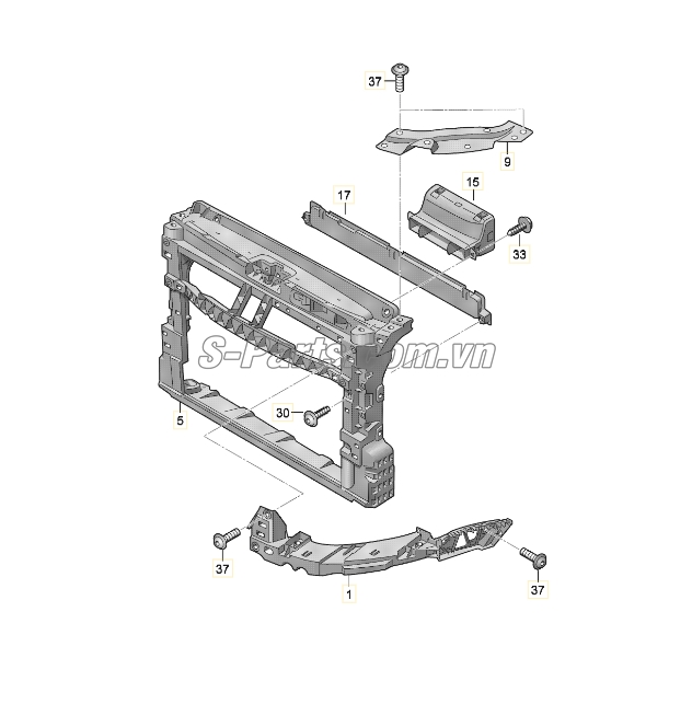 Sơ đồ lắp ráp phụ tùng khung két nước
