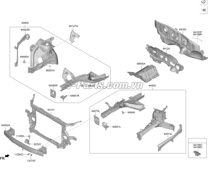 Sơ đồ lắp ráp phụ tùng Khung xương két nước