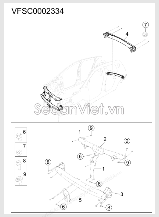 Sơ đồ lắp ráp phụ tùng Khung xương phía trước