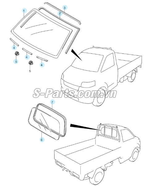Sơ đồ lắp ráp phụ tùng Kính chắn gió