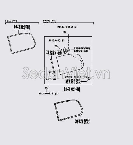 Sơ đồ lắp ráp phụ tùng Kính chắn gió sau