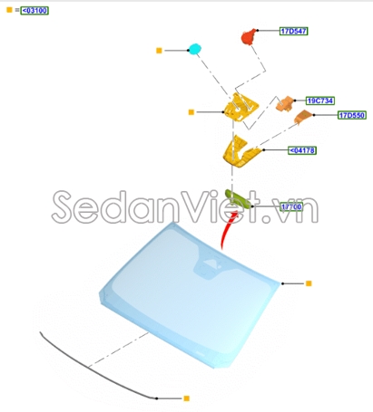 Sơ đồ lắp ráp phụ tùng Kính chắn gió trước