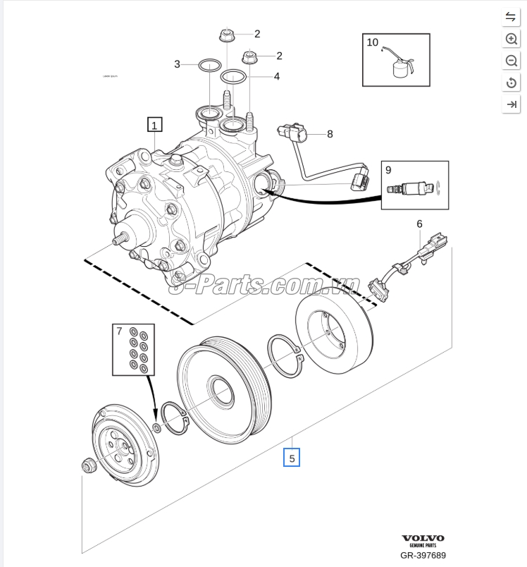 Sơ đồ lắp ráp phụ tùng Lốc điều hòa