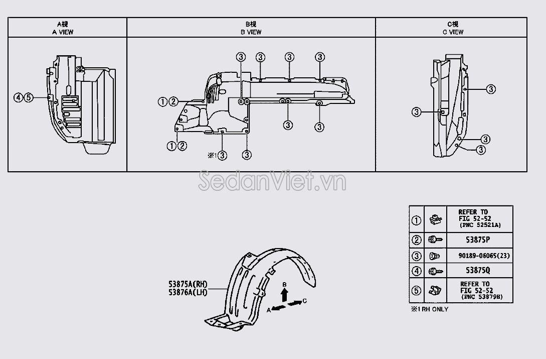 Sơ đồ lắp ráp phụ tùng Lòng dè chắn bùn