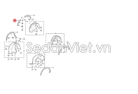 Sơ đồ lắp ráp phụ tùng Lòng dè chắn bùn