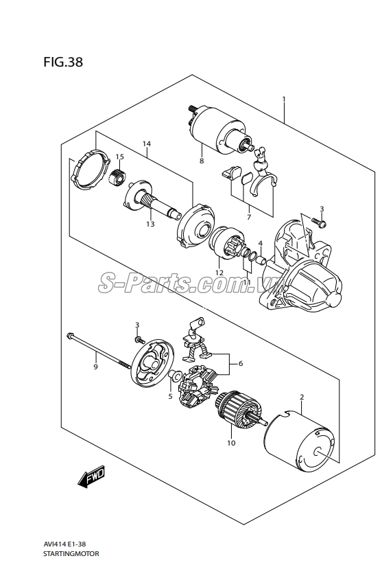 Sơ đồ lắp ráp phụ tùng Motor đề