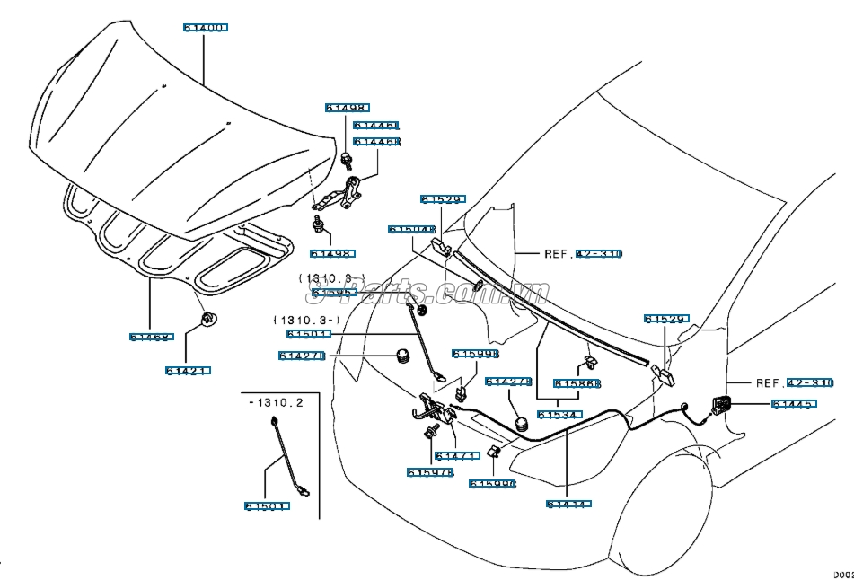 Sơ đồ lắp ráp phụ tùng Nắp capo