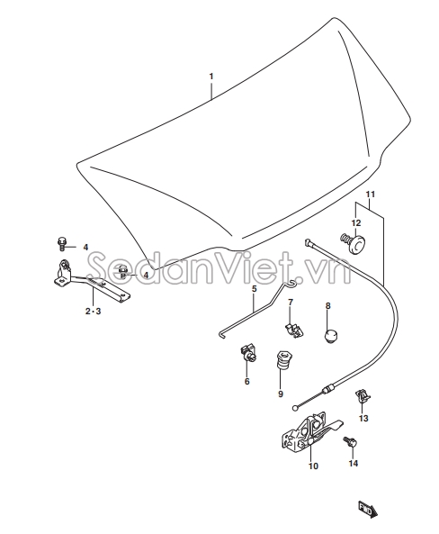 Sơ đồ lắp ráp phụ tùng Nắp capo