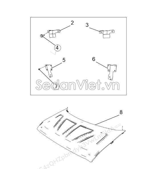 Sơ đồ lắp ráp phụ tùng Nắp capo
