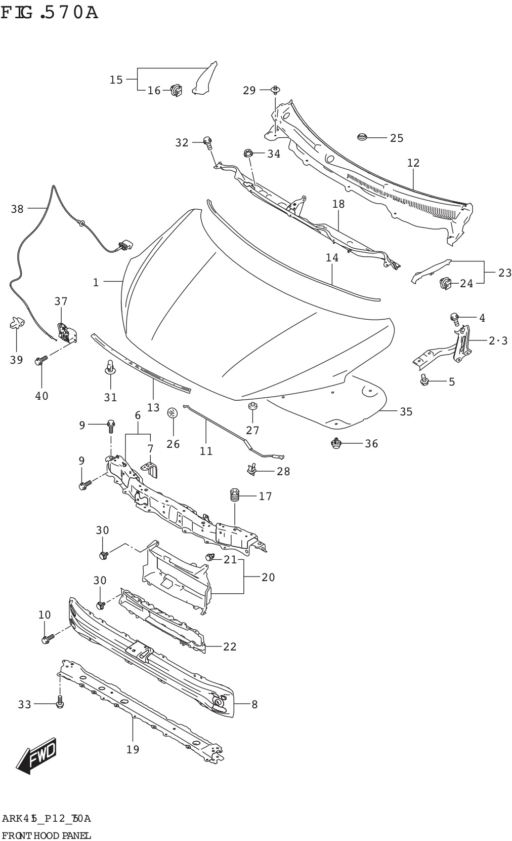 Sơ đồ lắp ráp phụ tùng Nắp capo trước