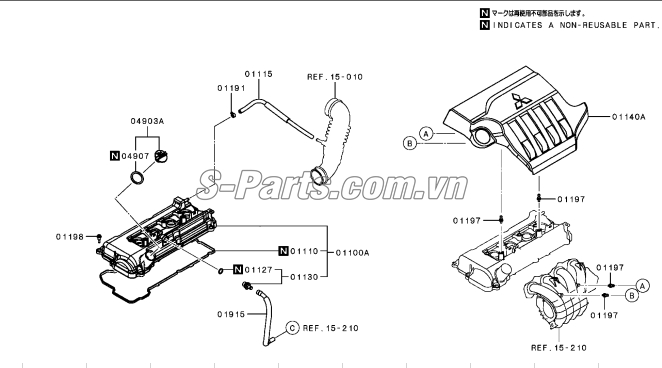 Sơ đồ lắp ráp phụ tùng Nắp giàn cò