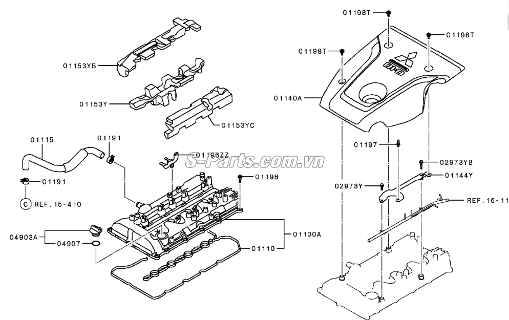 Sơ đồ lắp ráp phụ tùng Nắp giàn cò 4n15