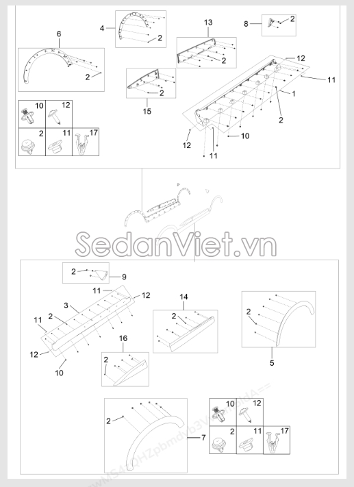 Sơ đồ lắp ráp phụ tùng Nẹp cánh cửa