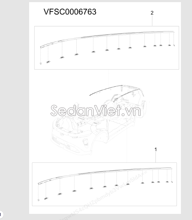 Sơ đồ lắp ráp phụ tùng Nẹp nóc