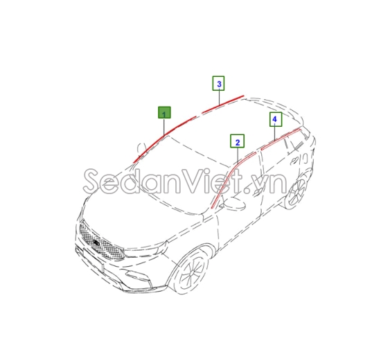 Sơ đồ phụ tùng Nẹp nóc xe
