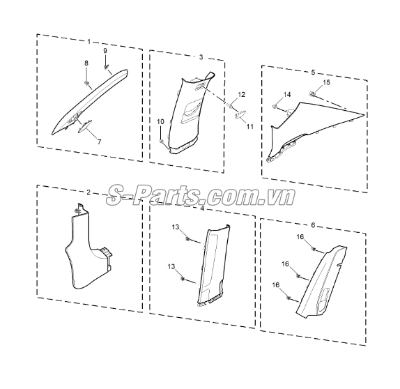 Sơ đồ lắp ráp phụ tùng Ốp cột trong xe