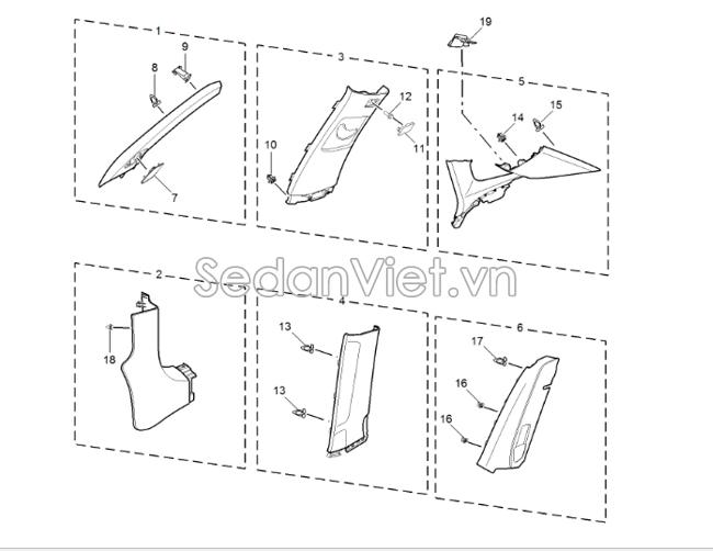 Sơ đồ lắp ráp phụ tùng Ốp cột trong xe