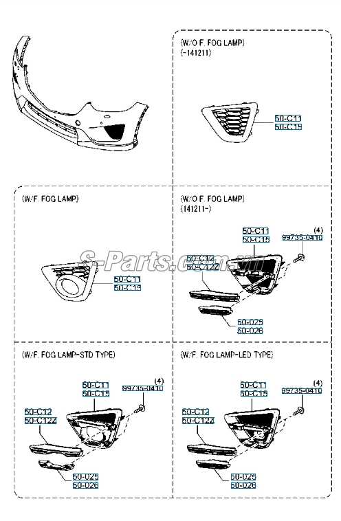 Sơ đồ lắp ráp phụ tùng Ốp đèn gầm