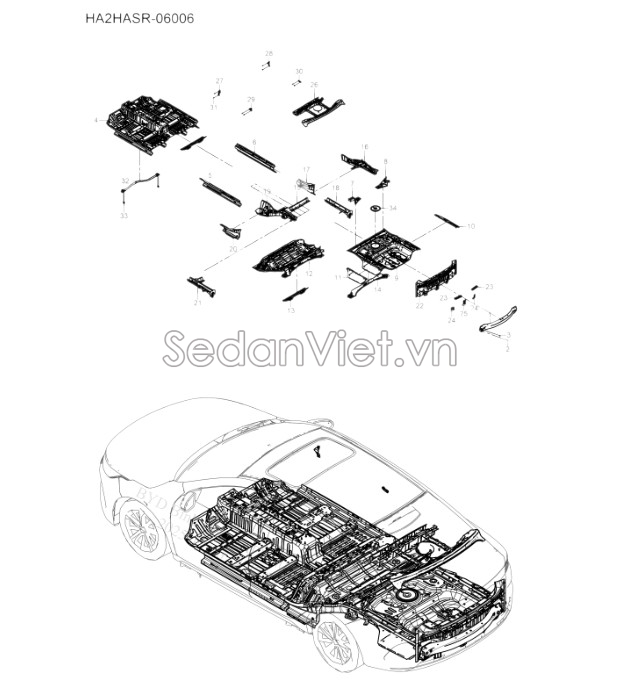 Sơ đồ lắp ráp phụ tùng Sàn xe