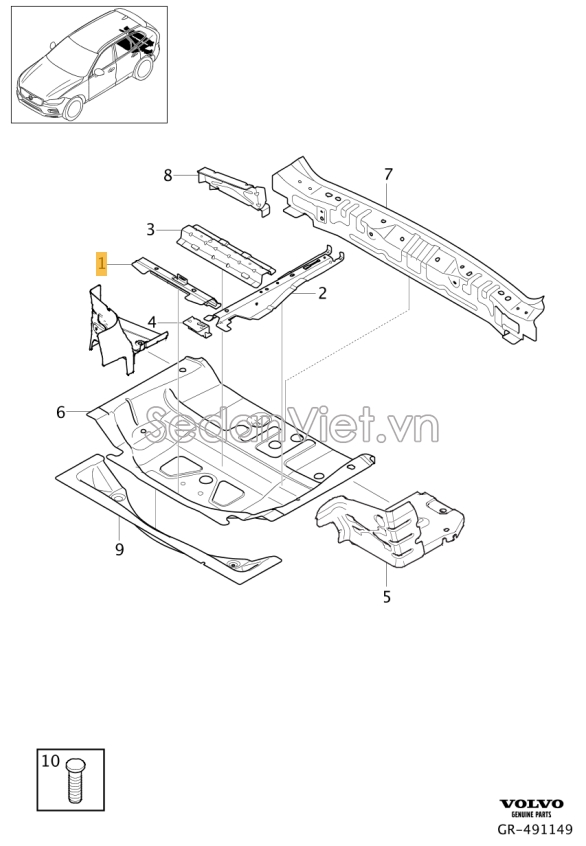 Sơ đồ lắp ráp phụ tùng Sàn xe sau