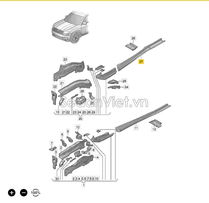 Sơ đồ lắp ráp phụ tùng Sắt xi