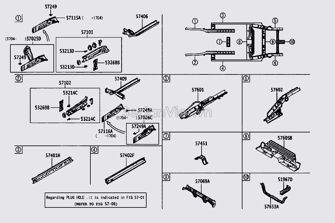 Sơ đồ lắp ráp phụ tùng Sắt xi