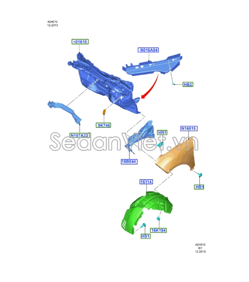 Sơ đồ lắp ráp phụ tùng Tai xe