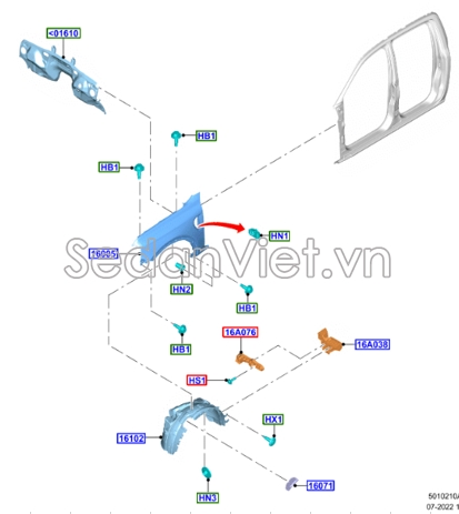 Sơ đồ lắp ráp phụ tùng Tai xe