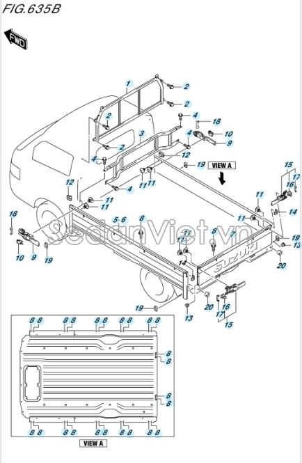 Sơ đồ lắp ráp phụ tùng Thùng sau 1
