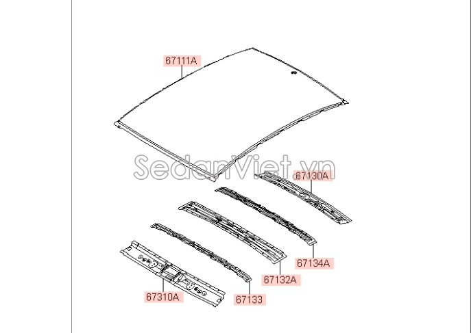 Sơ đồ lắp ráp phụ tùng Tôn nóc xe
