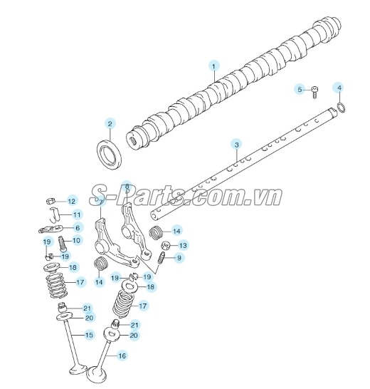 Sơ đồ lắp ráp phụ tùng Trục cam