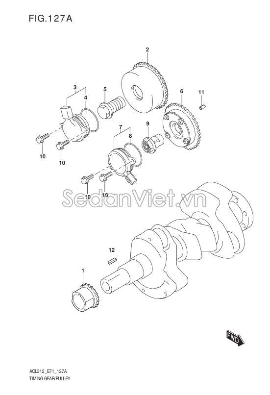 Sơ đồ lắp ráp phụ tùng trục cam