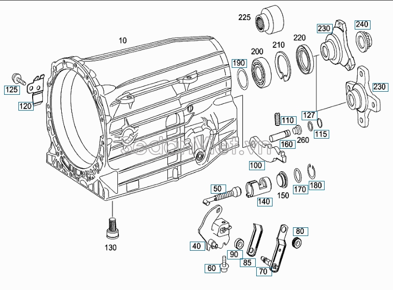 Sơ đồ lắp ráp phụ tùng Vỏ hộp số
