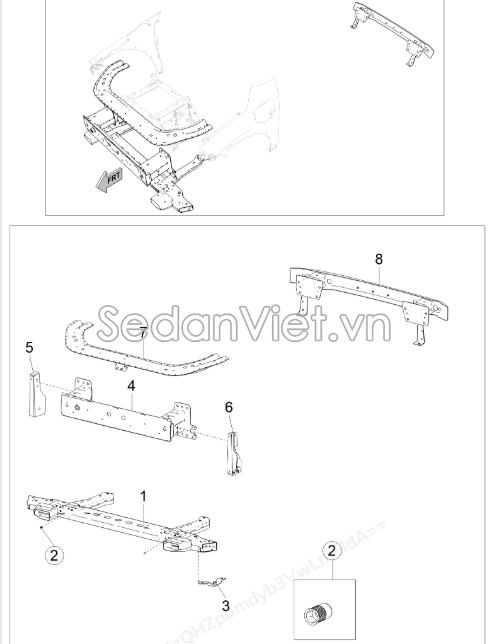 Sơ đồ lắp ráp phụ tùng Xương đỡ cản trước vinfast