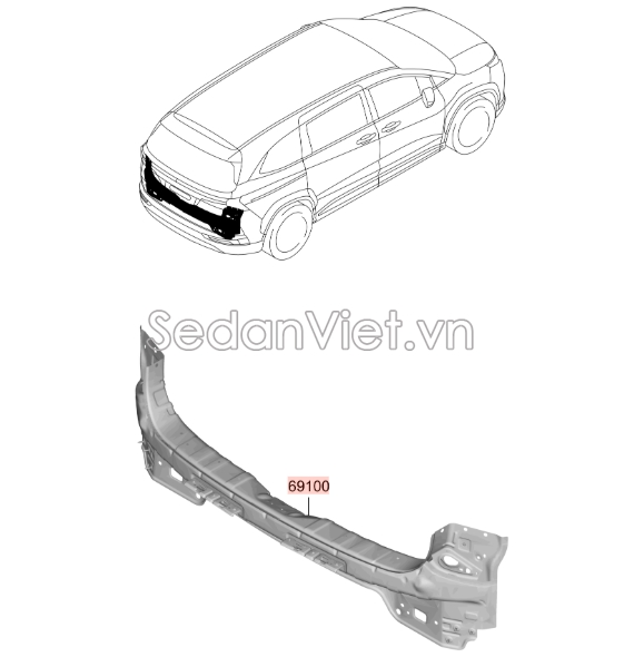 Sơ đồ lắp ráp phụ tùng xương giằng cản sau