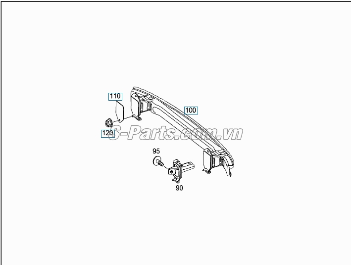 Sơ đồ lắp ráp phụ tùng Xương giằng ngang cản sau